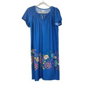 Amanda Paige M Blue Polkadot/Floral Print Pullover Comfy Sleepwear/Casual